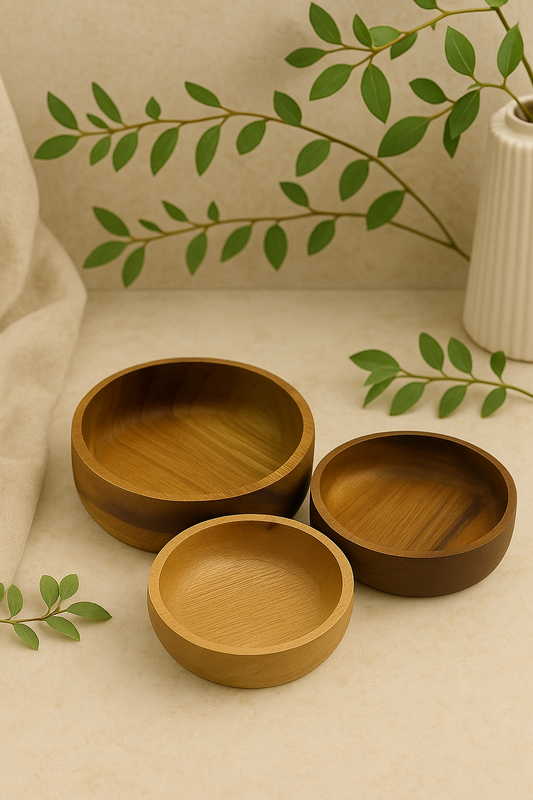 Set de 3 bols en bois d'acacia
